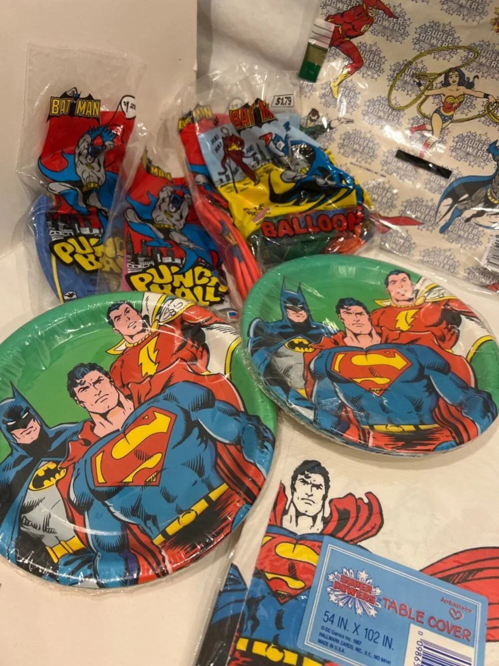 Batman Super Man Wonder Woman Birthday Party NEW Vintage 1980s